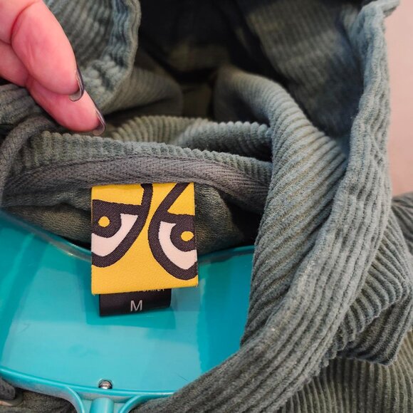 Krooked Skateboarding Green Corduroy Hoodie - Picture 3 of 5